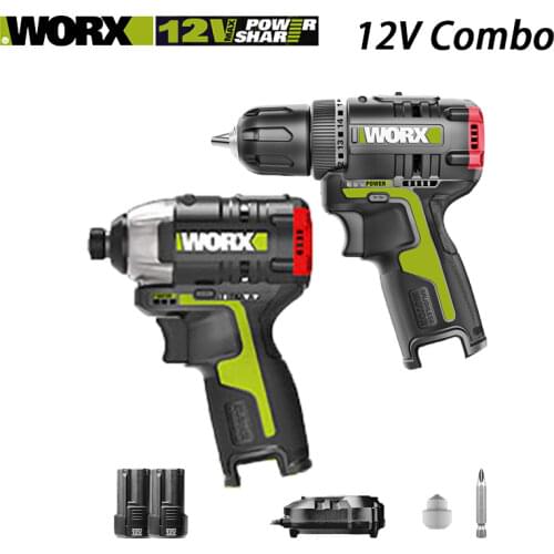 Worx 12v Brushless Motor Cordless Impact Screwdriver WU132 140Nm Cordless Drill WU130 Adjust Torque professional tool Combe Set