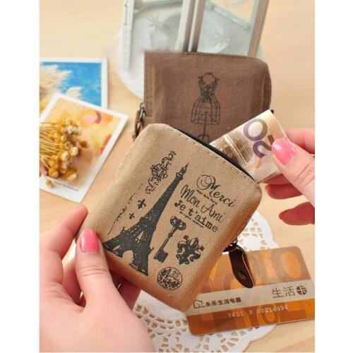 Cute little fresh childrens ladies coin purse key chain bag retro mini childrens zipper bag nostalgic memory kid coin bag