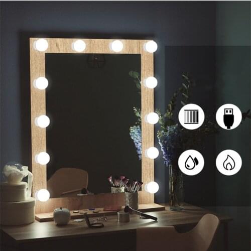 LED 12V Makeup Mirror Light Bulb Hollywood Vanity Lights Stepless Dimmable Wall Lamp 2 6 10 14Bulbs Kit for Dressing Table