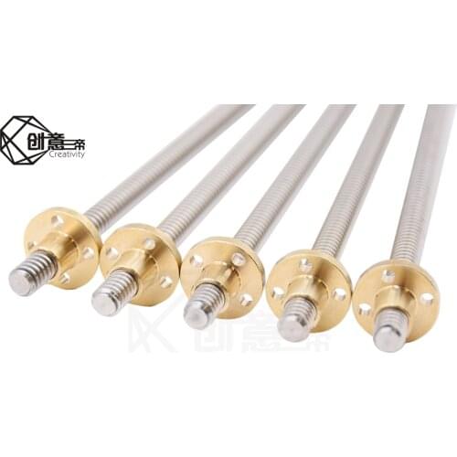 T8 Lead Screw lead 2mm/8mm Dia 8mm pitch 2mm Length 200 300 400 500 600 800mm trapezoidal spindle screw with Brass copper nuts