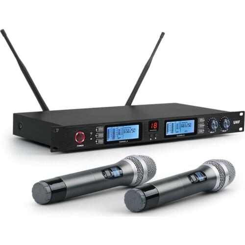 Top Quality! Clear Sound Professional UHF double handheld Dual Channel wireless microphone Free Shipping