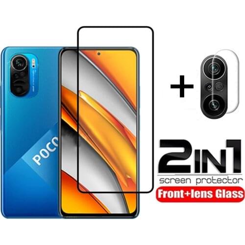 2in1 Tempered Glass For Xiaomi Poco F3 X3 NFC M3 Screen Protector Camera Lens Film For Xiaomi Poco F2Pro M2 M3 X3Pro poco f3