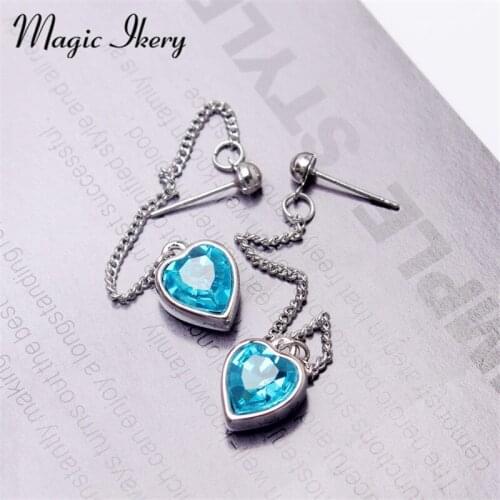 Magic Ikery 2017 New Fashion Love Long Heart Design Earrings For Women Fine Wedding Bride Tassel Jewelry YT-E4682