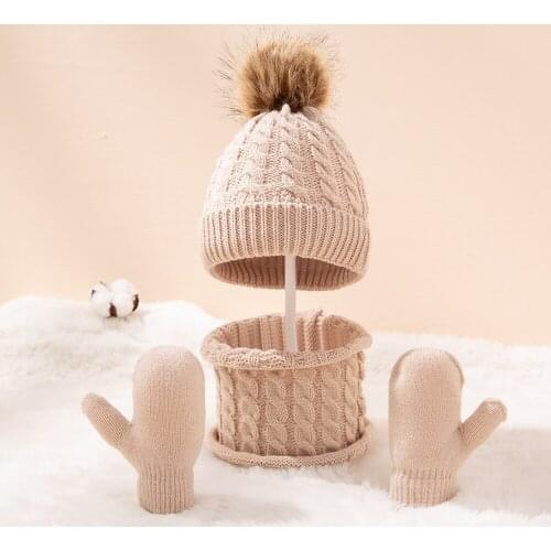 2/3PCS Winter Baby Hats Scarf Gloves Set Kids Hat for Girls Boys Beanie Toddler Bonnet Baby Cap Infant Accessories 0-3Y