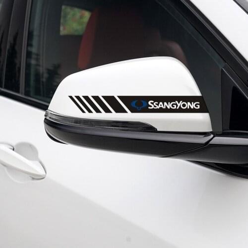 2PCS Car Rearview Mirror Decoration Sticker Body Decal For SsangYong Actyon Turismo Rodius Rexton Korando Kyron Accessories