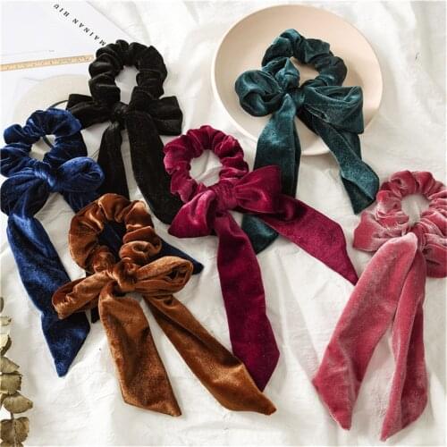 2 in 1 Wholesale Items Headband Styling Decoration Accessories Woman Elegant Velvet Ribbon Hair Rope Girls Headdress Scrunchies