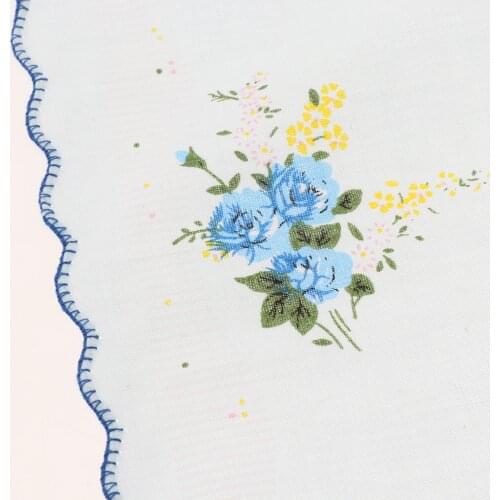 20pcs Girls 100% Handkerchiefs Retro Wedding Bridal Hanky Kerchief Wavy Edge
