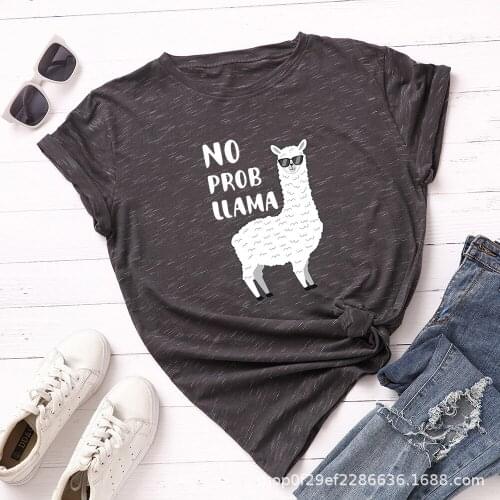 2021 Plus Size Women T Shirt Sheep Letter Printed Shirts O Neck Short Sleeve Tees Summer T-Shirt 100%Cotton Women TShirt
