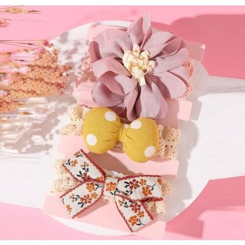 3Pcs Baby Elastic flower headband Headbands Hair Girls Bebe Bowknot Hairband Toddler Infants accessories set photography props