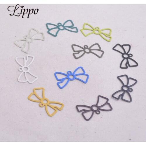 50pcs AC2753 10*19mm Small Bowknot Charms Brass Hollow Bows Jewelry Filigree Earrings Components