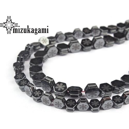 10pcs/lot Natural Stone Black Hematite Beads Snowflake Stone Loose Beads For DIY Jewelry Making Bracelet Findings Accessories