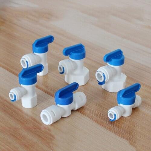 Quick Connector Ball Valve 1/4" 3/8" Tube OD RO Water Systems Plastic Water Tube Fitting Quick Connect Water Purifiers Fitting