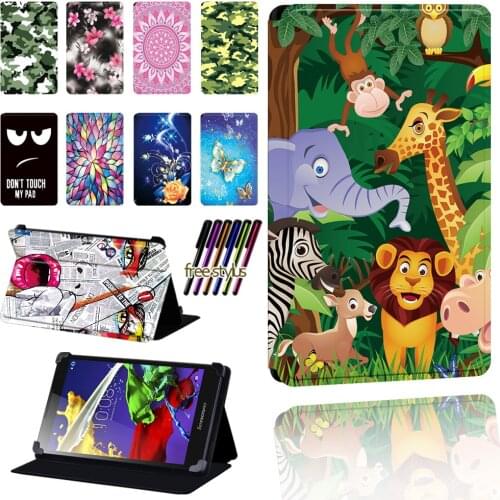 Case for Lenovo Tab 2 A7 / A8 / A10-70 / Tab 3 / Tab 4 Tablet Pu Leather Foldable Dust-proof Lightweight Case Cover + Pen