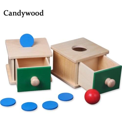 Infant Toddler Montessori Materials Kids Toy Baby Wooden Coin Box Ball Matching Box Learning Educational Preschool Training