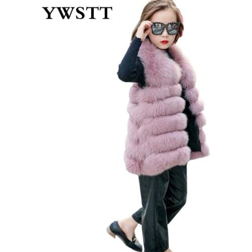 2018 Winter Childrens Faux Fur Vest Girls Artificial Fur Vest Luxury Jacket Princess Imitation Fox Fur Coat