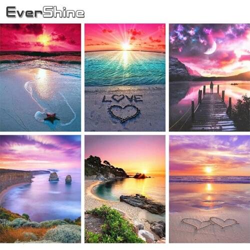 Evershine 5D DIY Full Square Diamond Painting Landscape Sea Embroidery Cross Stitch Mosaic Full Layout Home Decoration Gift