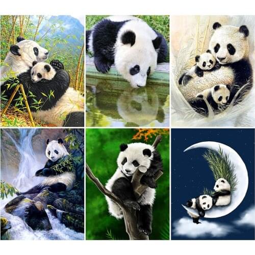 HUACAN Panda Diamond Painting 5D Animal New Arrival Diamond Embroidery Full Square Mosaic Handmade Home Decoration Gift