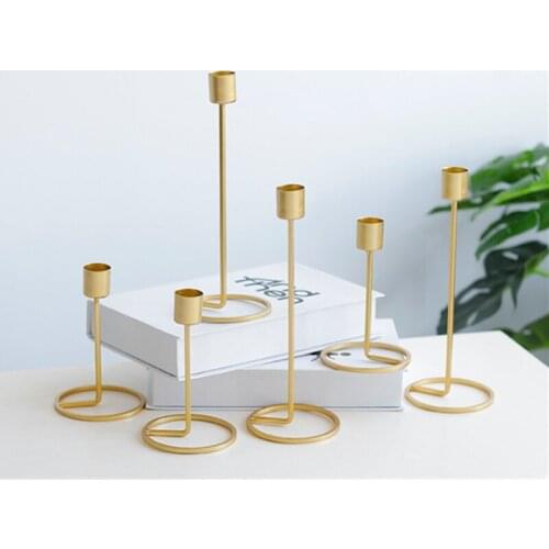 IMUWEN Metal Candle Holders Gold Candlestick Fashion Wedding Candle Stand Exquisite Candlestick Table Home Decor
