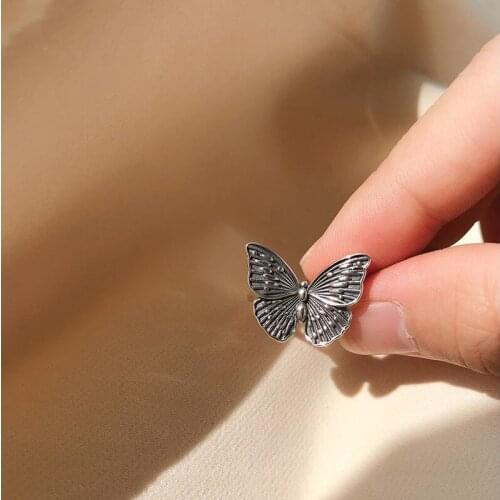 New Trendy Personality Punk Butterfly Rings For Women Lady Resizable Size Rings Party Jewelry Charm Gifts 2021