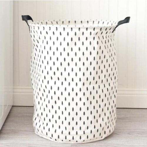 Dirty Clothes Storage Baskets Wear Resistant Folding INS Bags Round Cotton Linen Breathable Washing Hamper LX4635