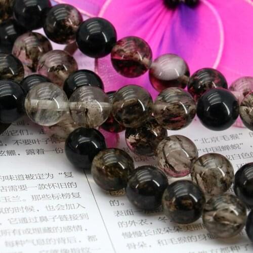 Watermelon tourmaline 12mm black multicolor round loose beads 15" 2pc/lot DIY women jewelry wholesale retail