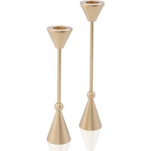 Lukrea Brass Conical Bulk Candlestick Rome Dual Set