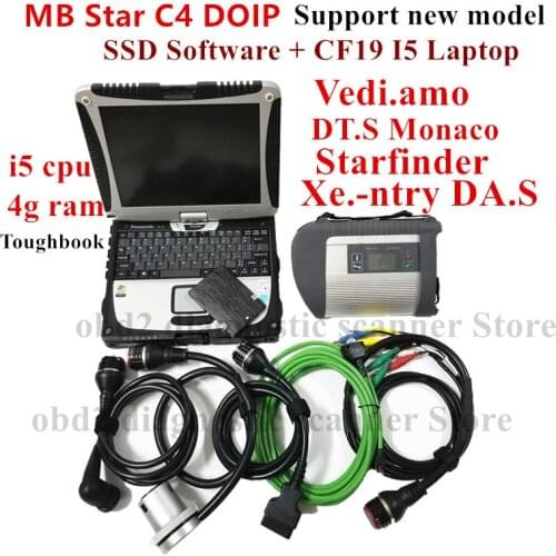 MB Star C4 Doip SD Connect with Software New 2021-6V SSD Laptop CF19 i5 work for star diagnosis c4 Diagnostic-Tool full kit