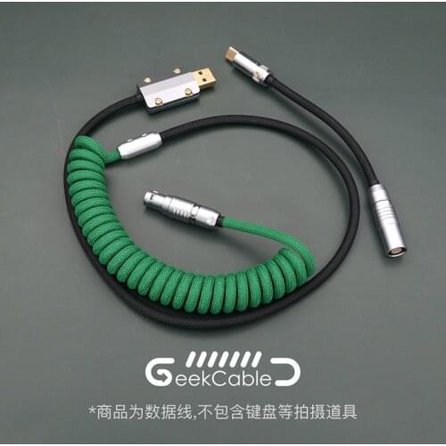 GeekCable Handmade Customized Mechanical Keyboard Data Cable For GMK Theme SP Keycap Line Grass Green and Black Colorway