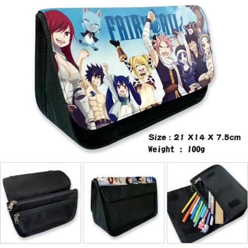Anime Fairy Tail Make Up Fashion Bag Pencil Hook&Loop Bags Student Casual Teenger Stationery Bag Pen Bag Cosmetic Bags