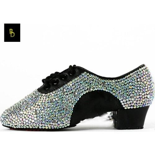 Fashion Designer Heels Boys And Children Full Handmade Diamonds Latin Dancing Shoes Mens Dance Shoe Soft Bottom New A-1305