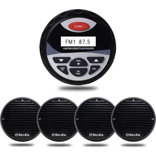 Marine Bluetooth Radio FM AM Stereo Car MP3 Player USB AUX+3 Inch Marine Waterproof Motorcycle Speakers For Boat ATV UTV Outdoor