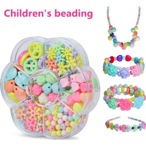 7 Girds DIY Handmade Bead Toy For Children Beads Plum Blossom Box Set Building Kit Girl Weaving Bracelet Jewelry Making Toy Gift