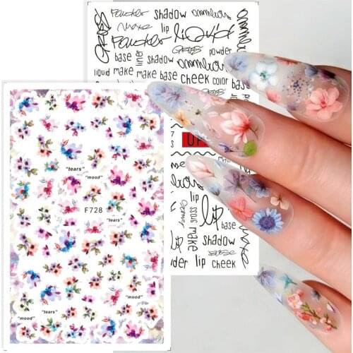 Flower Nail Stickers Vintage Floral Nail Design Summer Blooming Nails Stikkers Nail Polish Decal Decor Nail Equipment SAF728-737