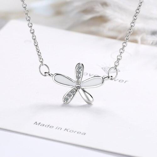 New Trendy Flower Pendants Necklaces for Women 925 Sterling Silver Jewelry Cubic Zircon Daisy Korean Clavicle Chokers Girl