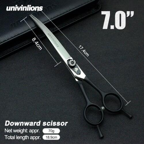 7" Down Curved Shears Pet Dogs Gromming Scissors Sharp Edge Animals Cat Downward Cutting Stainless Steel Barber Cutting Tools