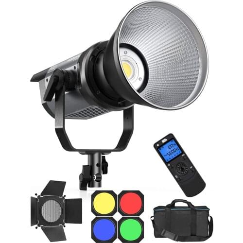 Pixel C100 LED Continuous Output Video Light with Barn Door/4 Color Filters, 120W 5600K 98000lux CRI97+ TLCI99+ Photography Stud