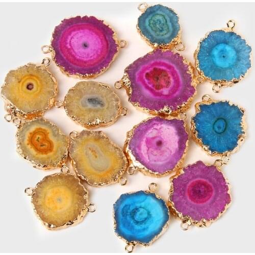 New Arrival Rose Quartz Crystal Connector Pendant Natural Two hole Charms For Women Jewelry Making Diy Bracelet Earring Necklace