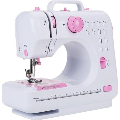 Portable Household Sewing Machine Mini DIY Needlework Electric Night Light Foot Pedal Straight Line Two Thread Kit 12 Stitch