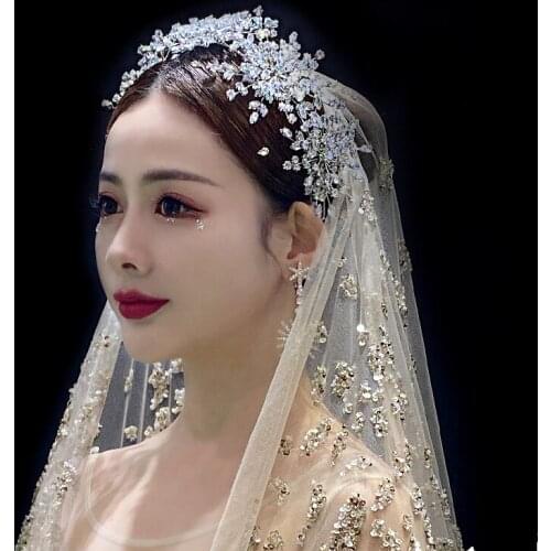 NiuShuya Gorgeous Queen Crystal Wedding Crowns Tiaras Sparkling Evening Hairbands Brides Hair Accessories Prom Jewelry