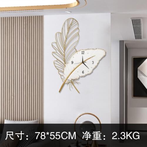 Light luxury wall digital clock home decor 3D wall clock Feathers Wall stickers Wall clock modern design Lliving room decoration