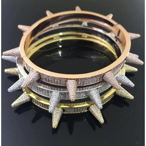 Iced out spike bangles hiphop jewelry