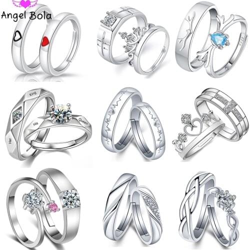 Adjustable size luxury jewelry couple rings European and American fashion minimalist marry engagement ring wholesale