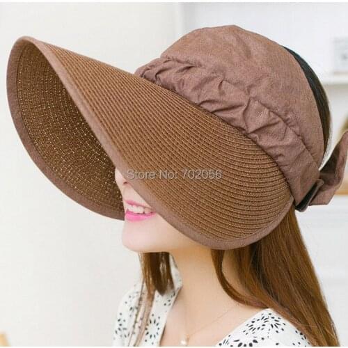 Women Visors Floppy Summer sun Protection Beach Sun Hat Dome fishing Cap Wide Brim hat 7color#3855
