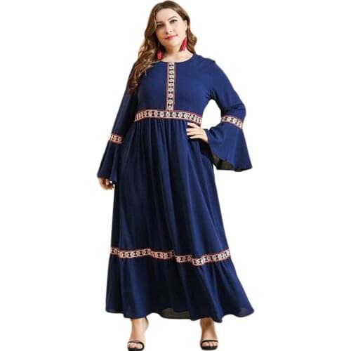 Women Muslim Abaya Plus Size Flare Sleeve Maxi Dress Dubai Kaftan Islamic Clothing Ramadan Abayas Turkish Caftan Gown Robe Party