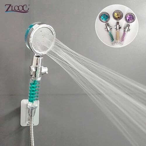 Zloog 2021 New Handheld Bathroom Shower Head Rainfall ABS Spa Water Saving Nozzle High Pressure Shower Head with Propeller Fan