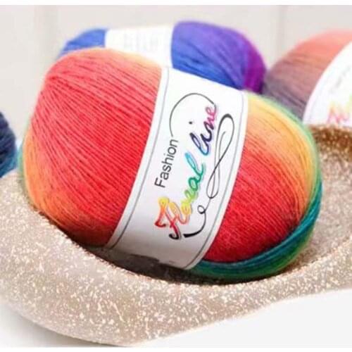 1pcs/100g 100% Cashmere Yarn knitting Rainbow Line Fancy Melange Yarn Combed Sewing 20 Colors High Quality