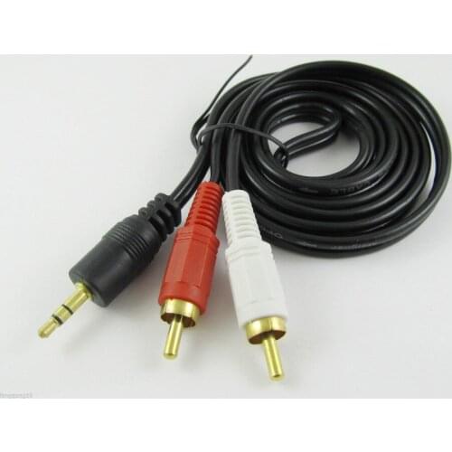 1pc Gold 3.5mm Male Stereo to 2 RCA Phono Male Audio Video AV Adapter Cable 1.5m 5Ft