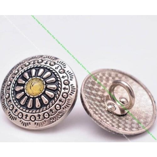 10pcs 30mm Silver Indian Art Flower Beige Turquoise Sewing Shank Button Concho For Leathercraft Wallet Clothes Apparel Closure