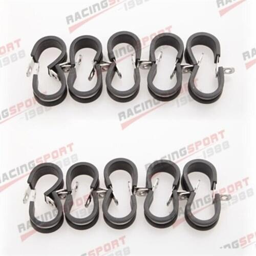 20PCS 3/16" 304 Stainless Steel Cushioned Hose Mounting Clamp Loop Strap Black