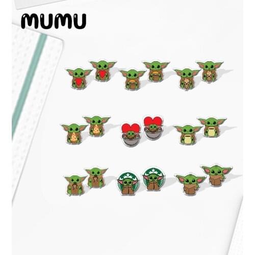 2021 New Yoda Stud Earring Cute Space Baby Epoxy Jewelry Resin Acrylic Earrings Handmade Gifts Girl